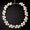 Elegant Lady Faux Pearls Shiny Rhinestone Collar Necklace Valentine's Day Gift