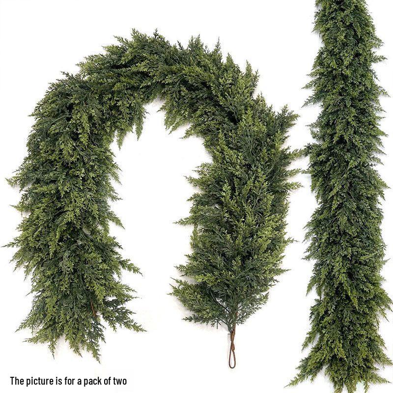 Artificial Cypress Leaf Rattan Christmas Fireplace Decoration