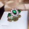 High-quality Green Shiny Zircon Ring for Women's Fashion Green Ring Opening Adjustable Jewelry Bridal Ring Engagement Ring