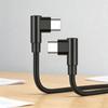 Плетеный нейлоновый USB C - USB C кабель для зарядки PD60W с двойным изгибом под 90 градусов для смартфонов и ноутбуков