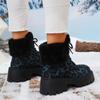 Women Leopard Platform Fur Ankle Boots High Heels Shoes Winter 2025 Brand Trend New Gladiator Short Plush Warm Snow Botas Mujer