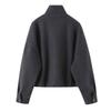 Womens Vintage Flight Jacket Casual Zip-Up Stand Collar Short Coat Solid Color Outerwear XS-L