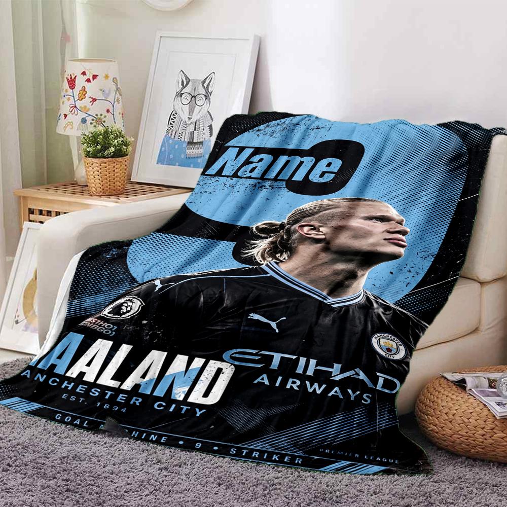 Custom Name Manchester City Theme Printed Blanket Perfect For Couch Bed Travel Outdoor Use Machine Washable Cozy Durable