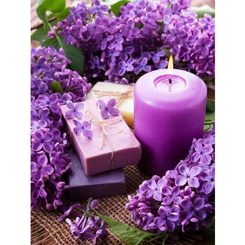 5D DIY Алмазная картина Фиолетовые цветы Сцена Алмазная вышивка Набор для вышивки крестом Полный горный хрусталь Мозаика Домашний декор