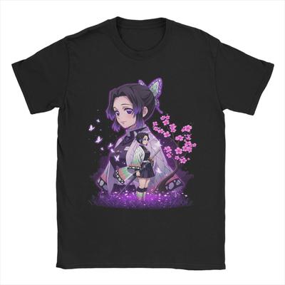 Мужские футболки Shinobu Kocho Demon Slayer, повседневные, 100% хлопок, с коротким рукавом, круглым вырезом, с графическим принтом.