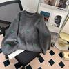 Зеленый трехмерный цветочный вышитый мешковатый свитер для женщин Осень Зима Тонкий Мягкий Восковой Свободный Высококачественный Толстая вязка