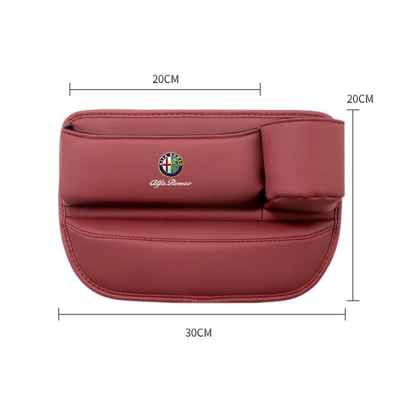 Car Stickers For Alfa Romeo Car Seat Gap Organizer Storage Box Leather Side MR Storage Pocket Wallet Keys Card Cup Holder For Alfa