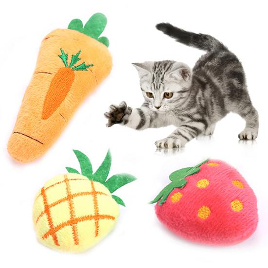 Игрушка для котят с кошачьей мятой, декоративная, удобная, фрукты, морковь, жевательные игрушки для котенка