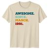 Awesome Since March 1991 TShirt Vintage Birthday Milestone 35th Birthday
