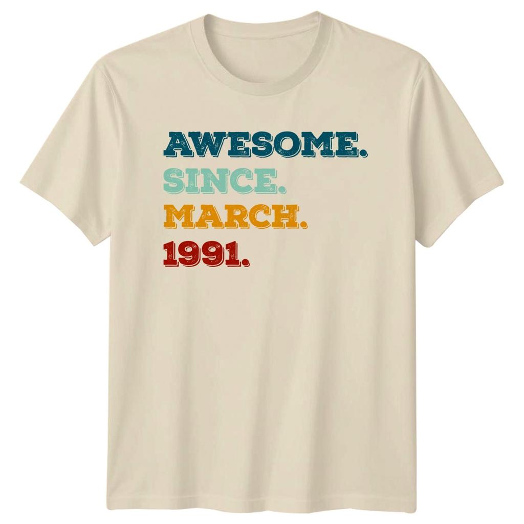 Awesome Since March 1991 TShirt Vintage Birthday Milestone 35th Birthday