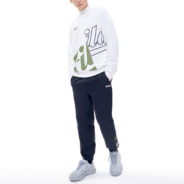 Fila Fusion Свитшот с принтом логотипа, длинный рукав, студенческий свитшот, мужской свитшот, белый T11M212203FWT
