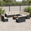 14 piece Garden Sofa Set with Cushions Black Poly Rattan