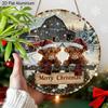 2D Flat Merry Christmas Aluminium Sign with Highland Cow Pattern - Navidad Figurine Ornaments - Ideal for Front Door, Wall, Porch, Fence Decor