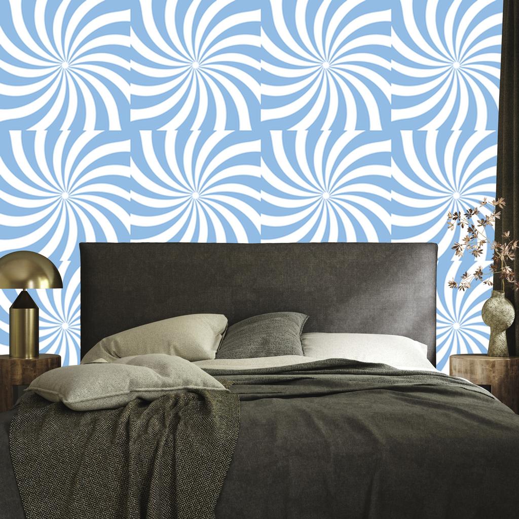 Hippie Wallpaper Background Azure and White for Living Room and Bedroom 50x1000