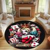 Harley Quinn Joker Print Round Rug, Washable Floor Carpet, For Entryway Dorm Laundry Room Office Study, Home Decor Birthday Christmas Gift
