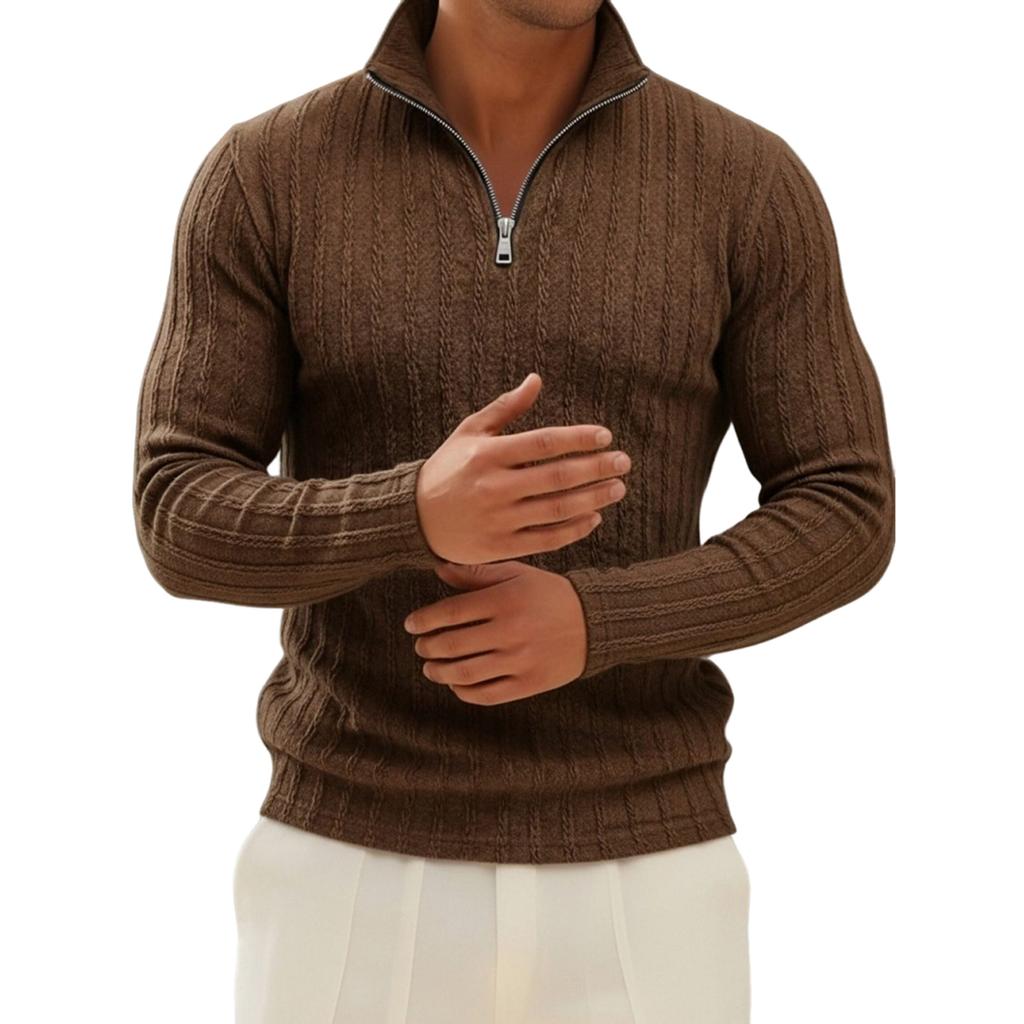 Мужская повседневная рубашка с четвертью молнии, топ с длинным рукавом