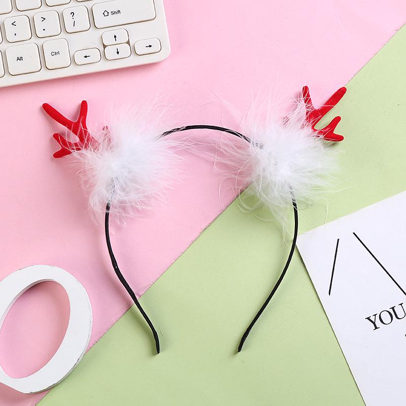 Рождественская повязка на голову с перьями и рогами оленя - Рога из золотой проволоки для женщин и детей