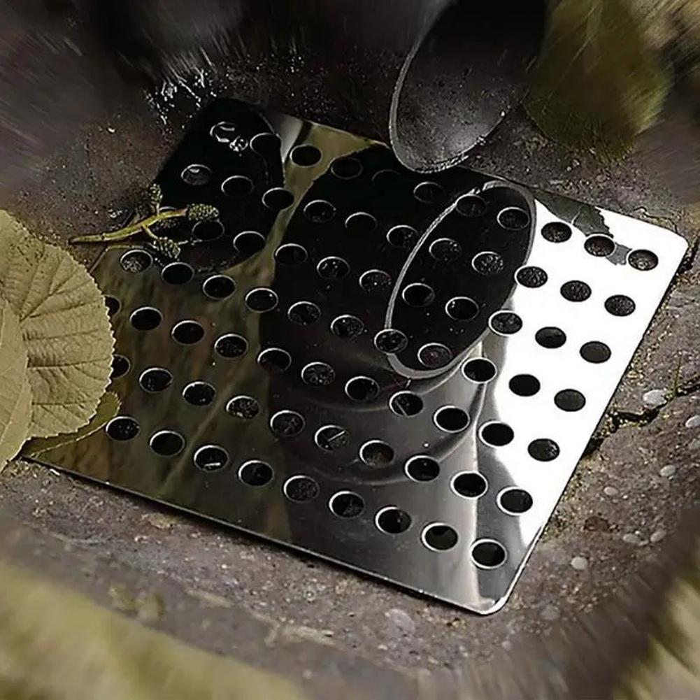 Серая квадратная крышка-решетка из нержавеющей стали 304, 15x15 см, с фильтром для волос и защиты от листьев, для наружного использования, для пола в ванной, элемент водостока