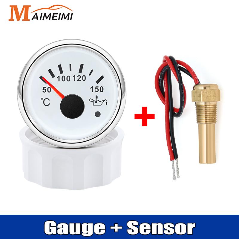 52MM Car Gauge Oil Temperature Gauge 50-150°C Digital Oil Temp Sensor 1/8NPT With Alarm For 12V 24V Car Boat Marine Motorcycle
