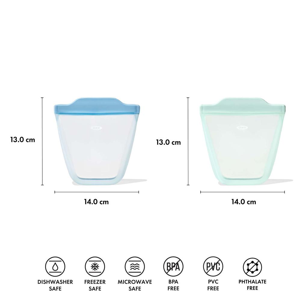 OXO Silicone Stand Bag Set of 2 Food Storage Reusable Microwave Dishwasher Safe Opal Dusk