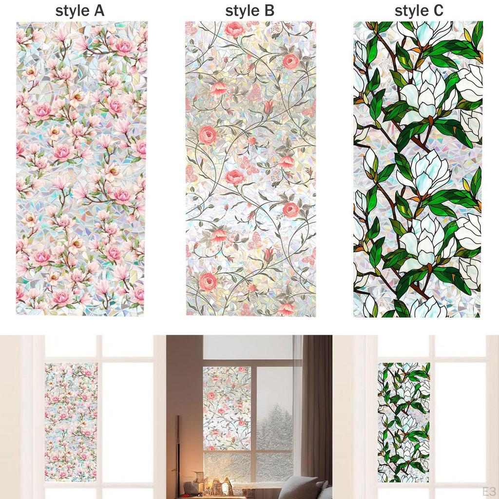 Flower Design Window Cling Glass Sticker for Car And Home Decor