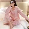Pijamas Women Nightgown Spring Autumn Long Sleeve Trousers Sexy Lace Sleepwear V-neck Loose Casual Simple Thin Pajama Sets