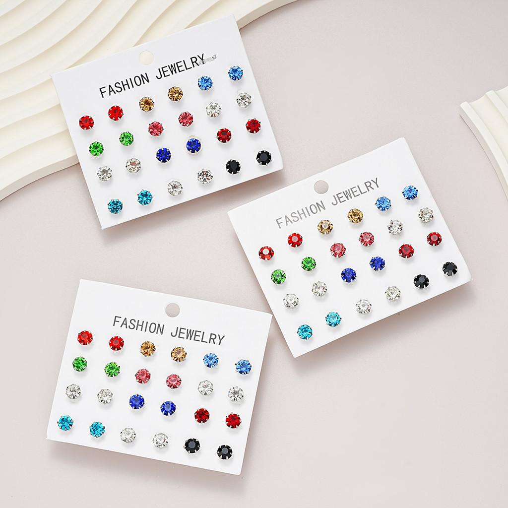 iF ME 36 пар/комплект, простые серьги из циркония для женщин, цветные серебряные серьги-гвоздики, ювелирные аксессуары