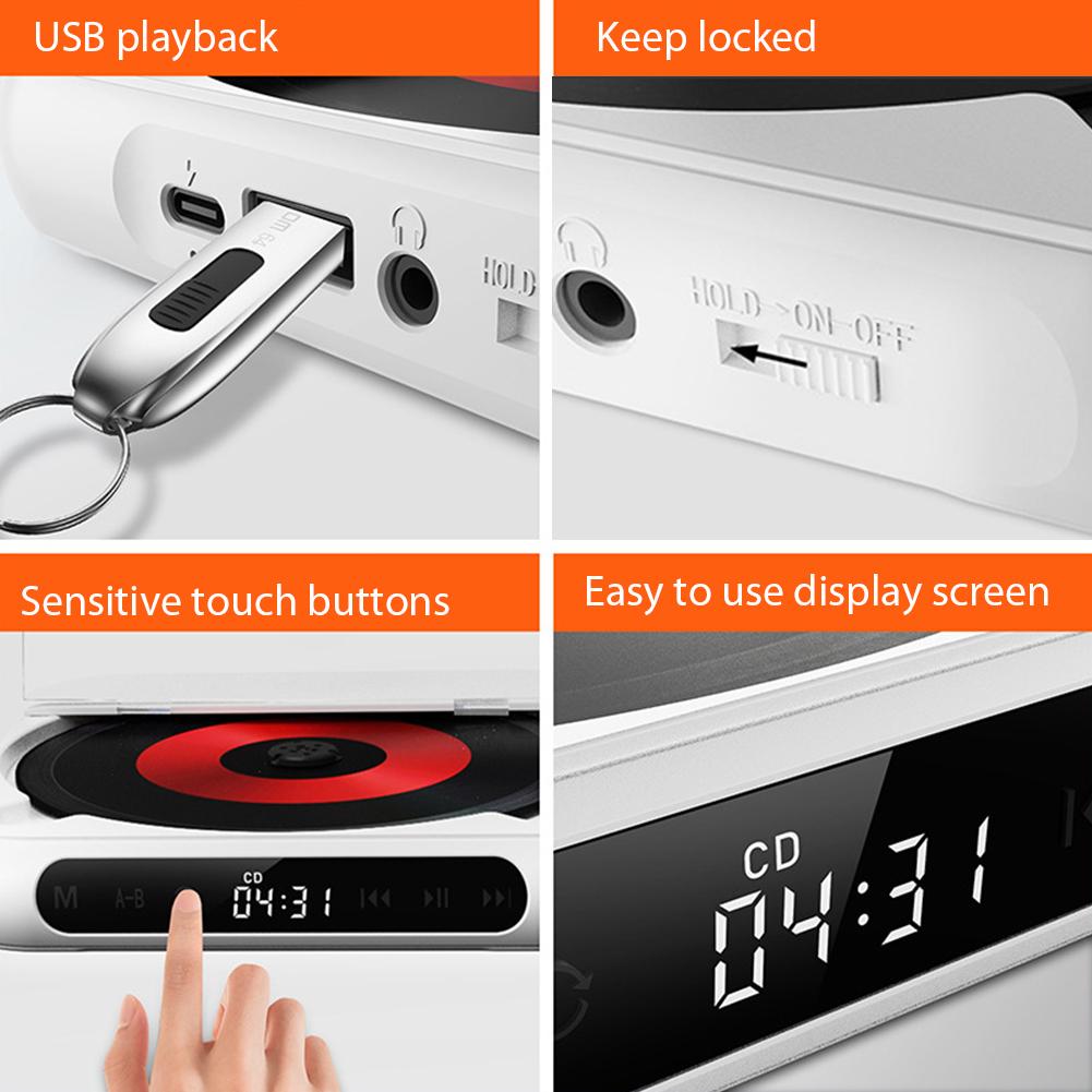 Портативный CD-плеер с 5 режимами воспроизведения, сенсорным экраном, наушниками, защитой от пропуска и ударов, мини музыкальный CD-плеер Walkman для студента, друга