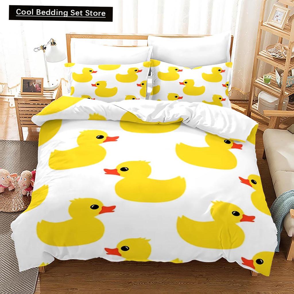 Yellow Duck Bedding Set Single Twin Full Queen King Size Little Duck Bed Set Aldult Kid Bedroom Duvetcover Sets 3D Print 015