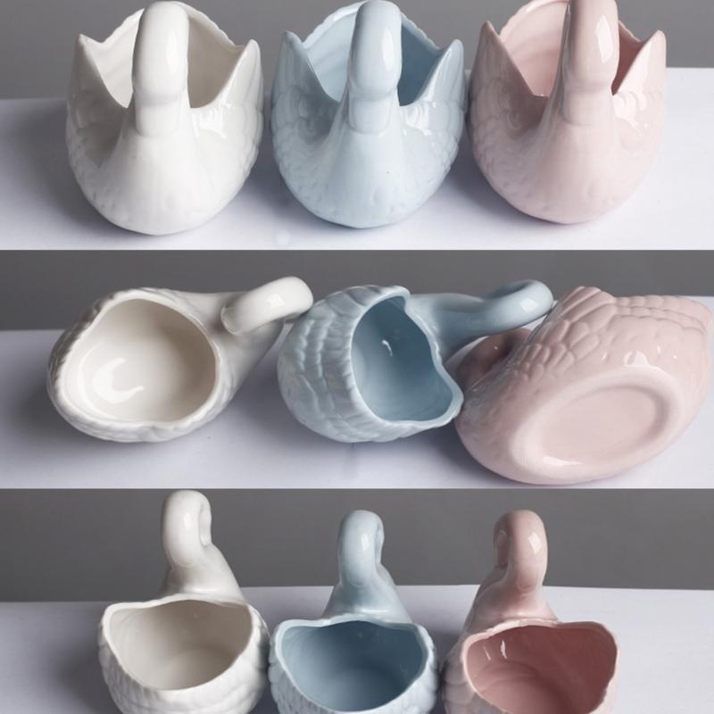 Ceramic Duck Tealight Candle Holders for Dining Table Decors, Decorative Tabletop Succulents Planter Vases for Shelf, Mantels, Sideboard