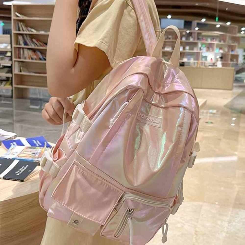 Multi-Pocket Laser Backpack Korean Style Shoulder Bag Portable Students School Bag Teenager