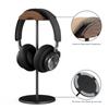 Black Walnut Wood & Aluminum Headphone Stand Nature Walnut Gaming Headset Holder with Solid Metal Base for Table Desk Display