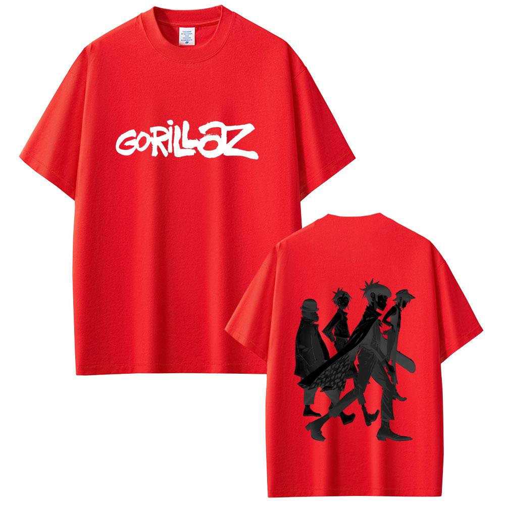 Ограниченный выпуск Футболка с принтом Gorillaz Мужская Женская Повседневная Свободная Футболка с круглым вырезом Мужская Мода Хлопковая Футболка Высокого Качества