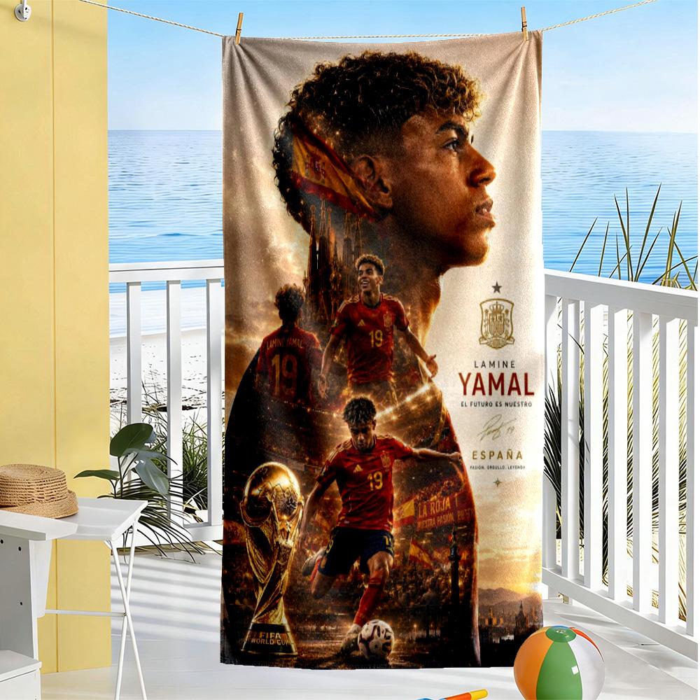 Lamine Yamal Barcelona Players Celebration Beach Towel Soft Durable Quick-Dry Comfortable Lightweight