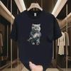 Unisex Summer Cat Print T-Shirt - American Fashion Brand, Short-Sleeved, Versatile Couples' Top