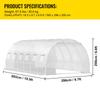 VEVOR Walk-in Tunnel Greenhouse, 609.6 x 304.8 x 213.4 cm Portable Plant Hot House w/ Galvanized Steel Hoops, 3 Top Beams, 4 Diagonal Poles