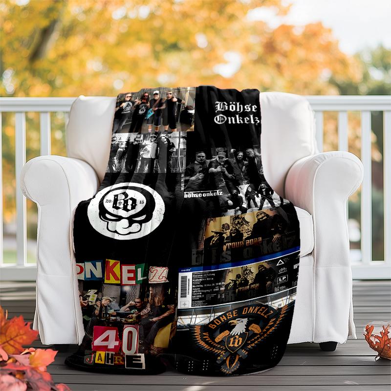 Böhse Onkelz band printed throw blanket—soft,warm;versatile blanket for all seasons—perfect as &air-conditioning throw,nap blanket