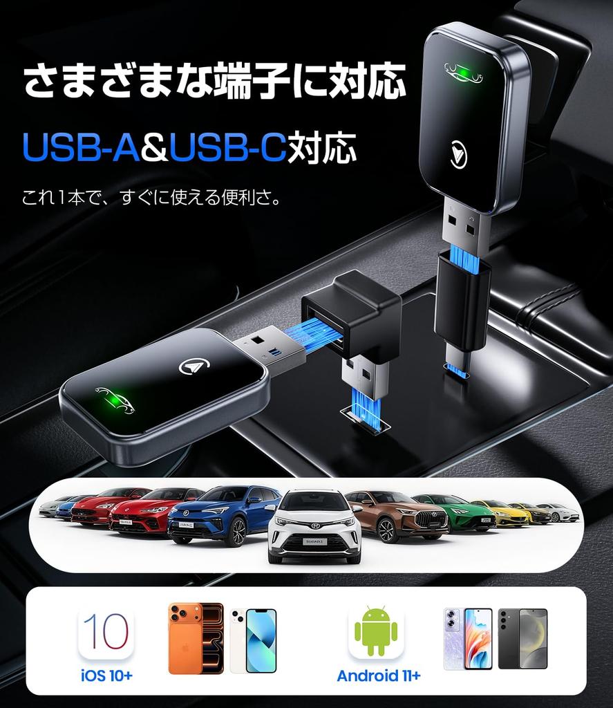 Aizeo 2025 Model 2-in-1 Mini CarPlay & Android Auto Wireless Adapter, Carplay Wireless Adapter,