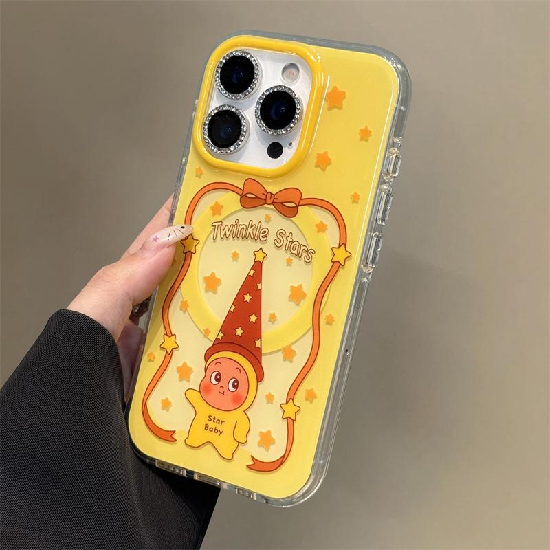 Забавный Милый Звездный Детский Магнитный Чехол для Телефона для iPhone 16 Pro 14 15 Pro Max Чехол с Подставкой Ударопрочные Защитные Чехлы с Мультяшным Рисунком