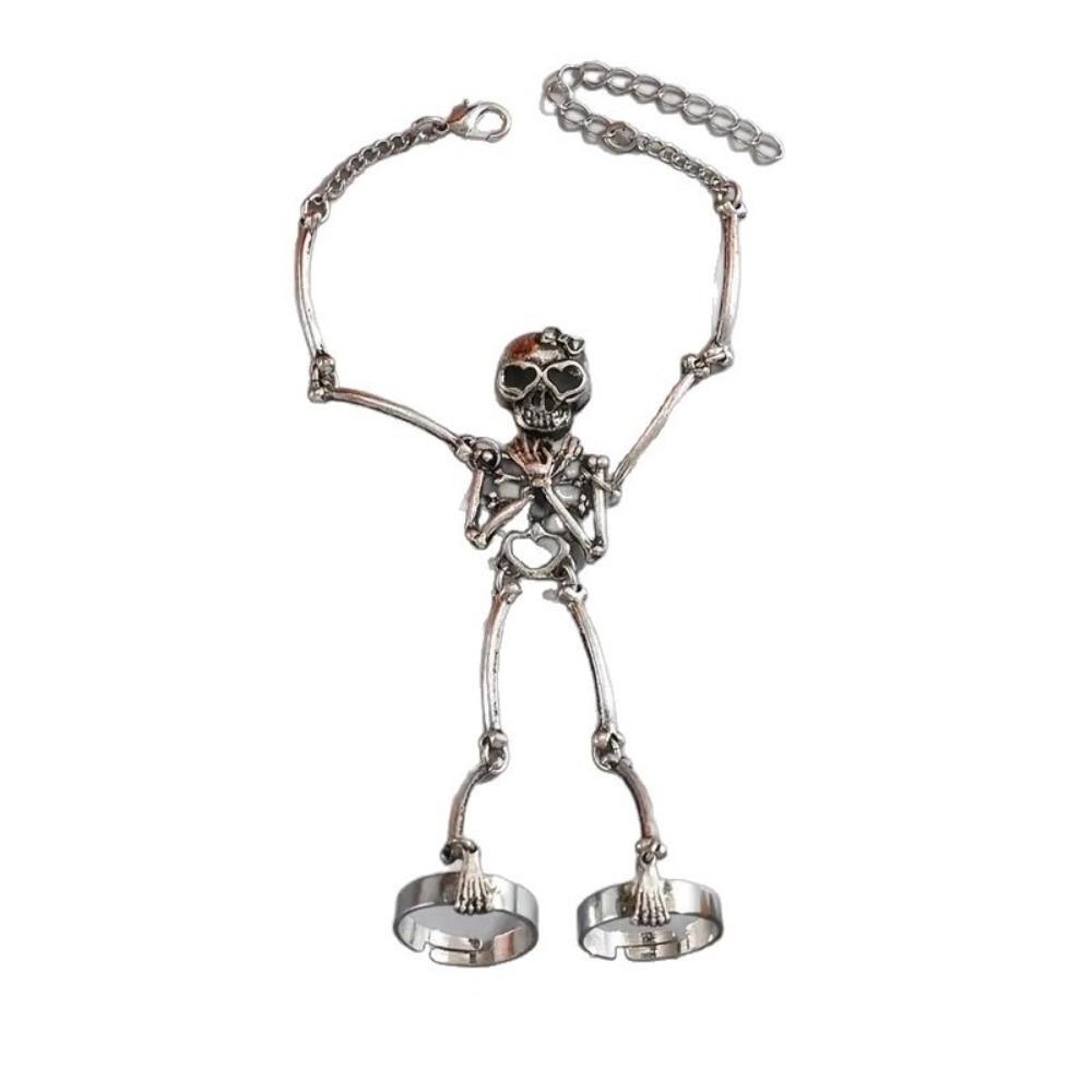 Exaggerated Skull Skeleton Hand Chain Retro Style Goth Punk Jewelry Skeleton Hand Bracelet Unisex