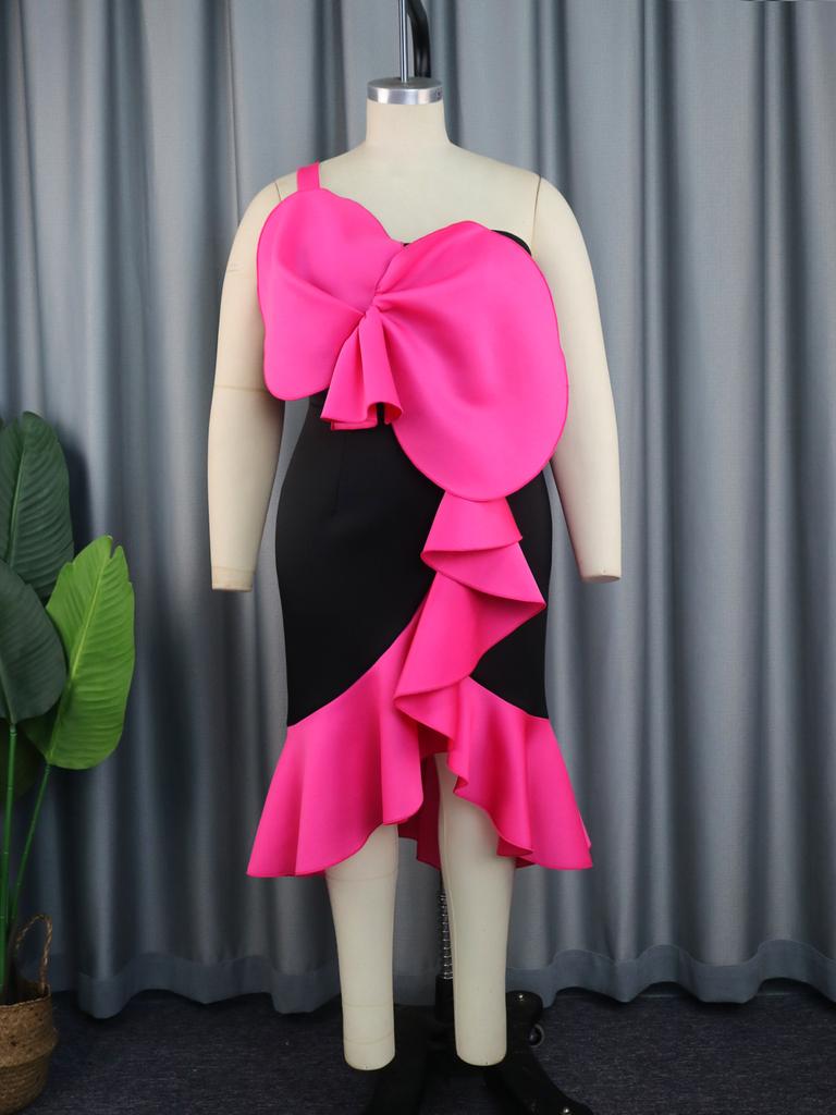 AOMEI Женские платья с аппликациями цвета фуксии, нерегулярные оборки, лоскутные платья с высокой талией и без рукавов, коктейльные платья на день рождения, вечерние мероприятия