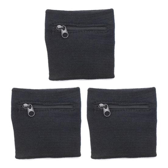 3 шт. спортивный браслет с карманом на молнии, очень широкий эластичный ремешок для защиты запястья, дышащий и поглощающий пот фитнес-кошелек на запястье для бега