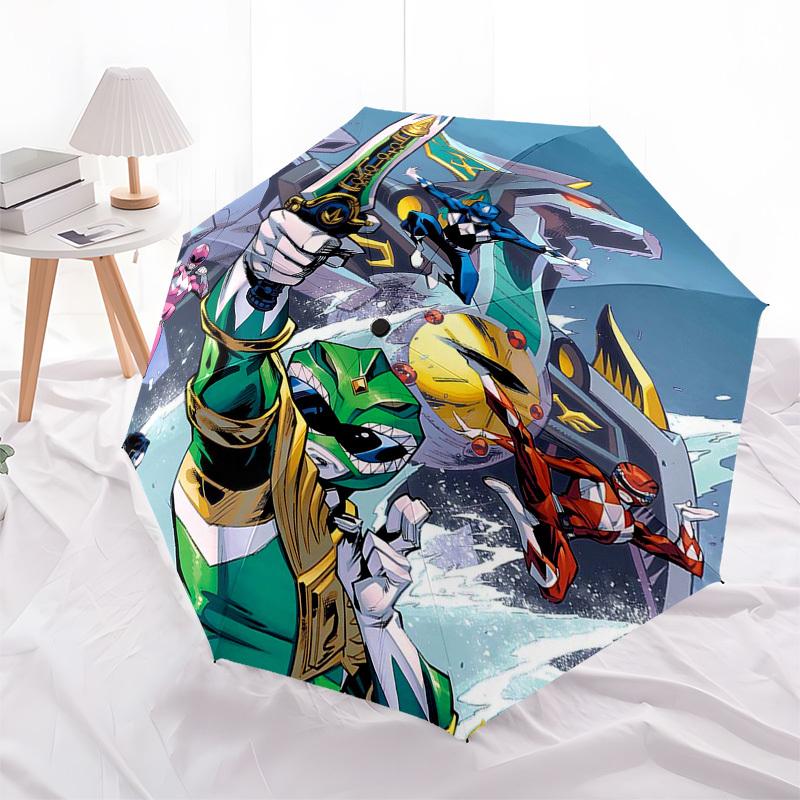 1pc Power Rangers Automatic Opening Umbrella, Portable 3-Fold Design with 8-Bone Iron Frame, Outdoor for Fans, Travelers, Everyday Use, Perfect Gift f