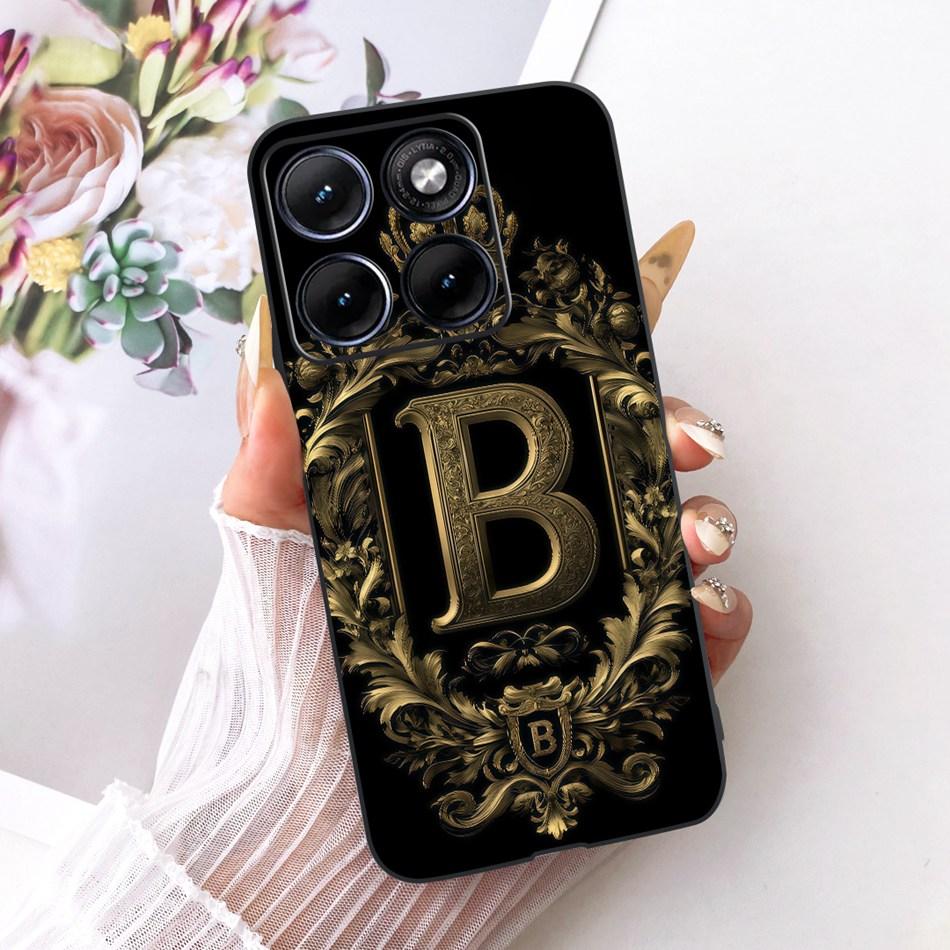 For Motorola Edge 70 Fusion Royal Crown Initial Letter Phone Case For Motorola Edge70 Fusion 5G XT2605 Black Silicon Soft Bumper