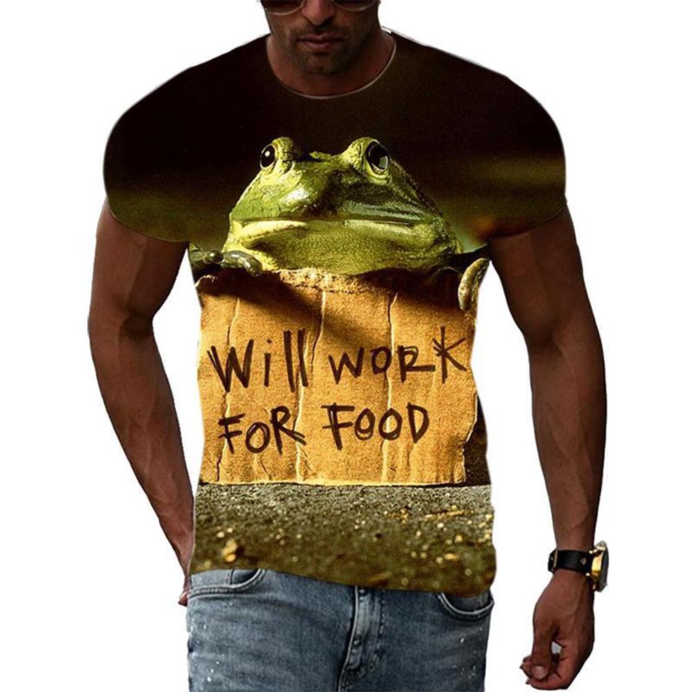 Cute Frog 3D Printing T Shirt Man Summer Fashion O-Neck Short Sleeve Oversized Top Casual Tee Loose Streetwear Unisex Clothing