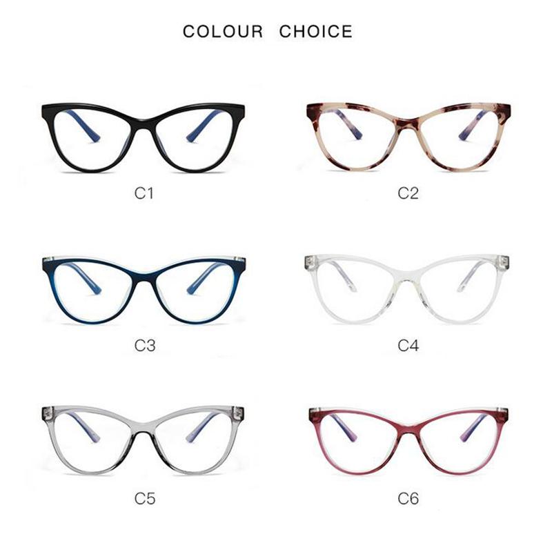 Blue Light Blocking Glasses Women Myopia Lens Prescription Eyeglasses Transparent Gray Frame Cat Eye Diopter 0 To -6