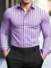Slim fit striped long-sleeve shirt, perfect for office and daily wear.