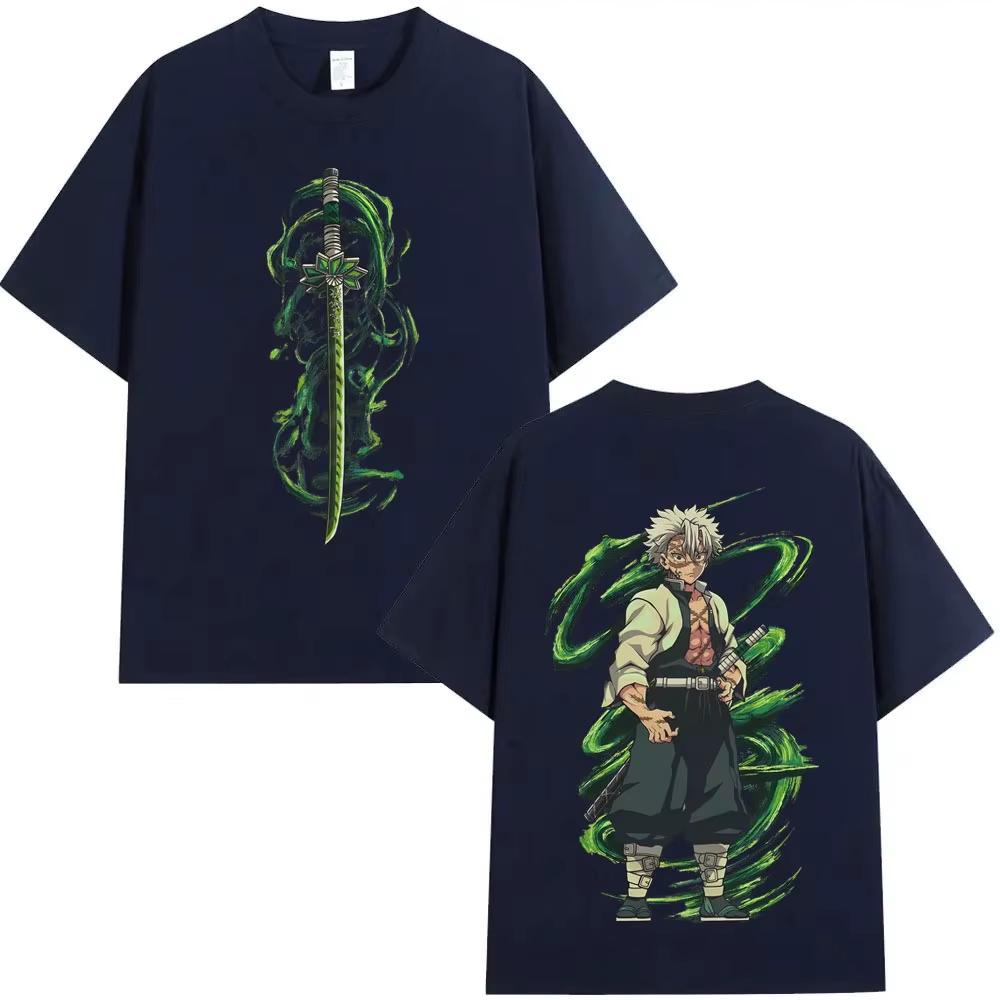 Anime Demon Slayer: Kimetsu no Yaiba Sanemi Shinazugawa Graphic T-shirt, Unisex Cartoon Casual Short Sleeve T-Shirt