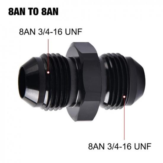 2Pcs 8AN to 8AN Male Flare Coupler Union Straight Fuel Hose Adapter Fitting Blue