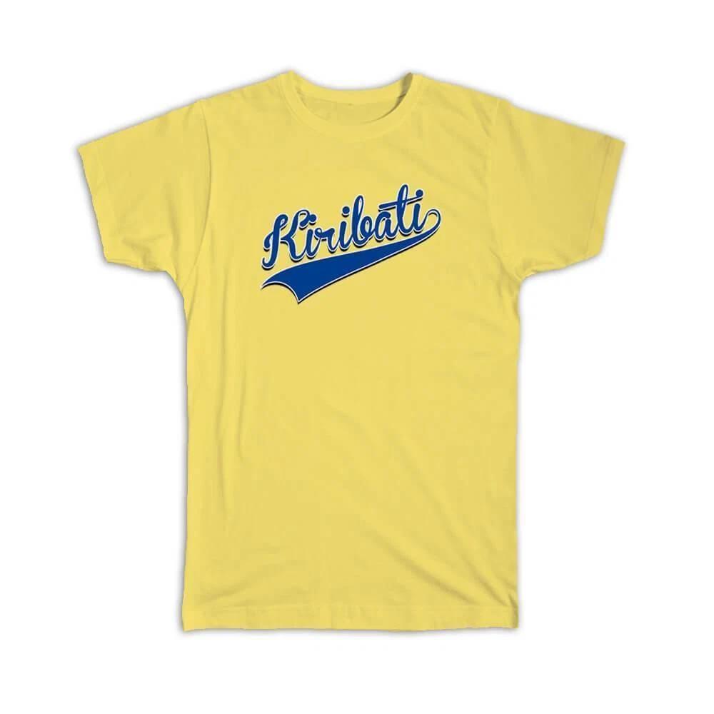 Gift T-Shirt : Kiribati Flag College Script Calligraphy Country Kittitian Expat